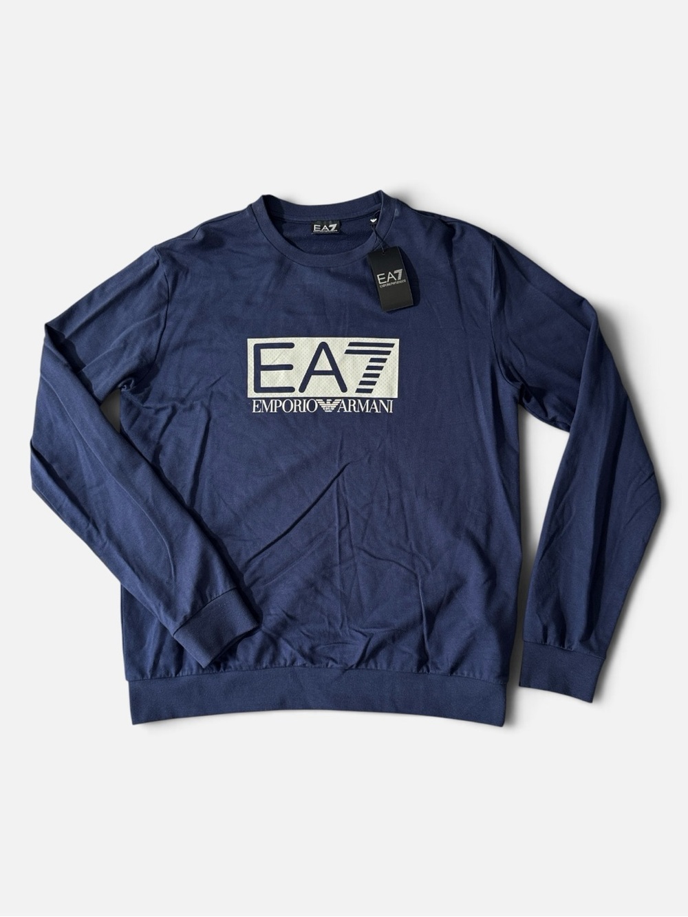NEW Emporio Armani mens 2XL XXL navy blue French terry sweatshirt NWT